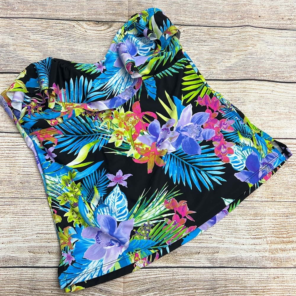 Island Escape Montage Gardens Floral Strapless Tankini Swim Top
